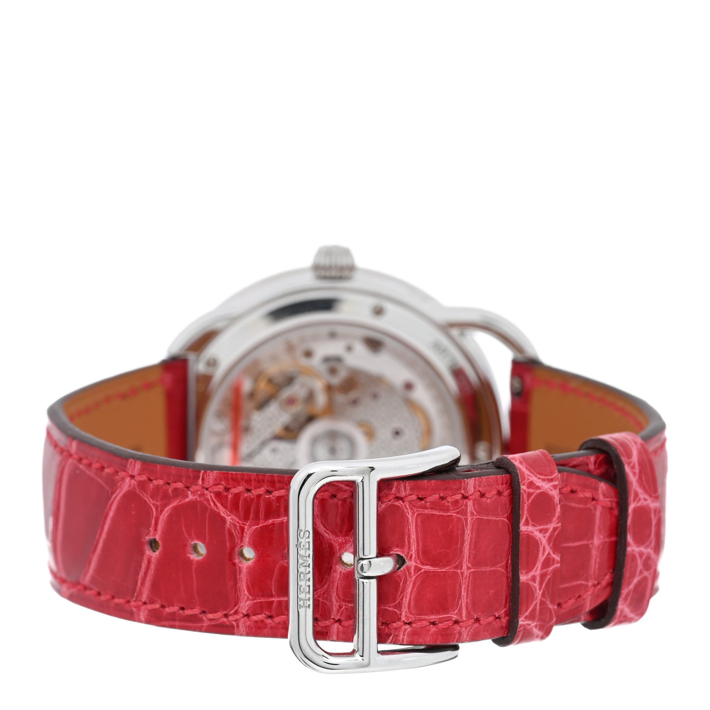 Stainless Steel Alligator Diamond Bezel 38mm Arceau Petite Lune Automatic Watch Braise