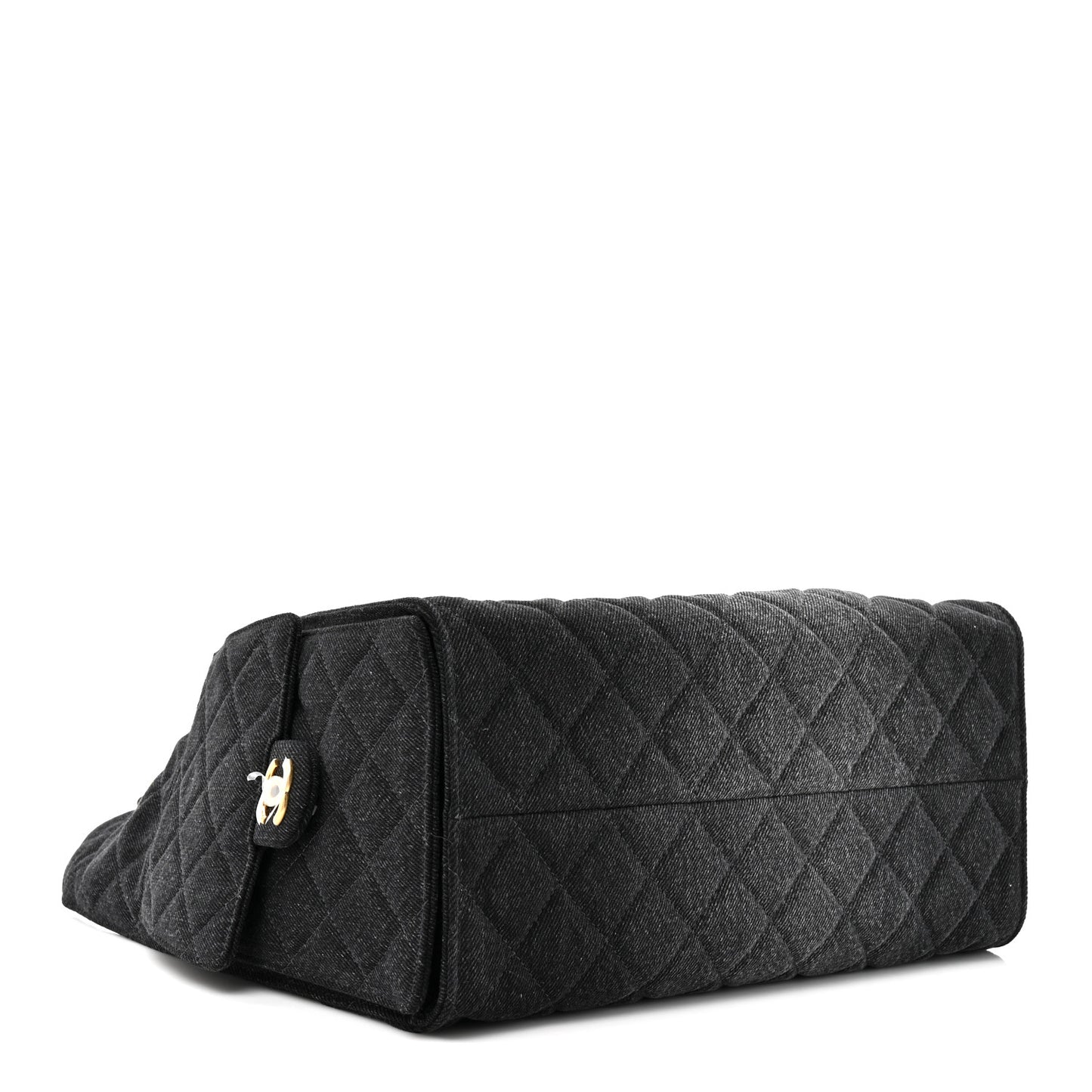 Washed Denim Quilted Medium Chanel 25 Handbag Black