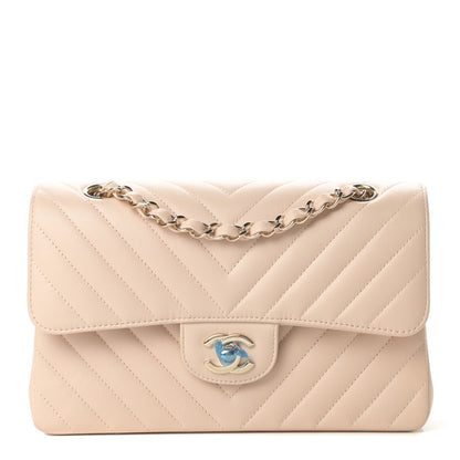 Chanel Caviar Chevron Quilted Small Double Flap Beige 1 of 11