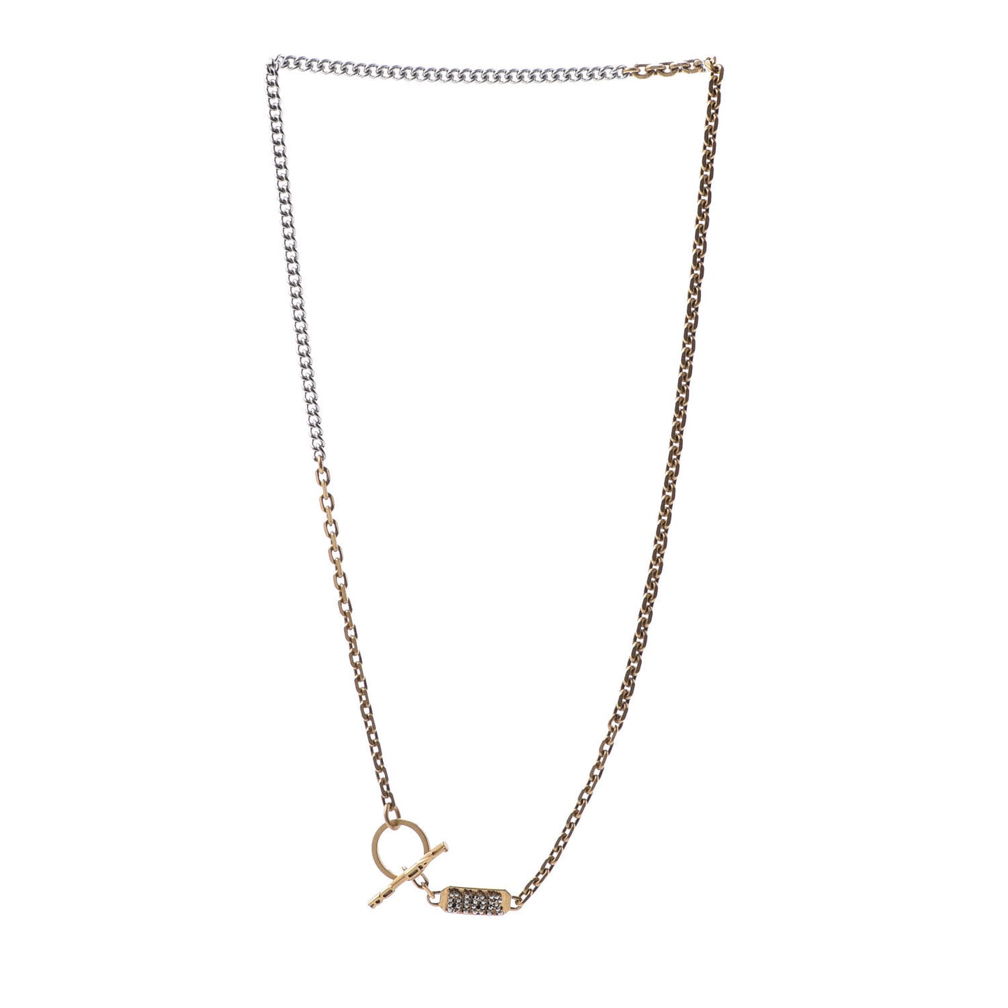 Crystal Logo Chain Necklace Gold Silver