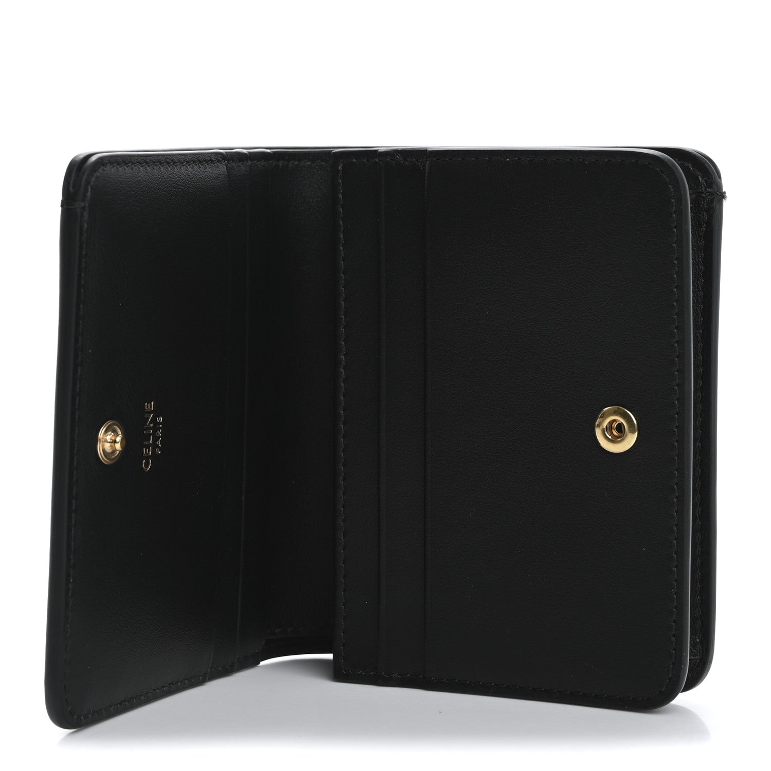 Celine Shiny Calfskin Triomphe Compact Wallet Black 5 of 9