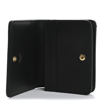 Celine Shiny Calfskin Triomphe Compact Wallet Black 5 of 9