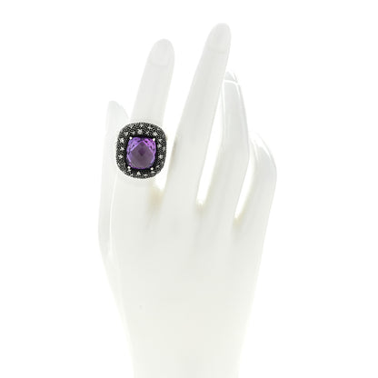 David Yurman Sterling Silver Diamond Amethyst 14mm Midnight Melange Ring 52 6 2 of 4