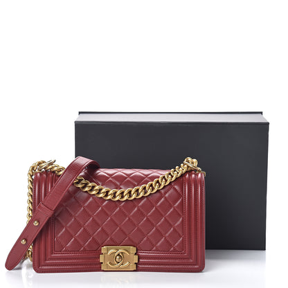 Chanel Lambskin Quilted Medium Boy Flap Dark Red 9 of 9