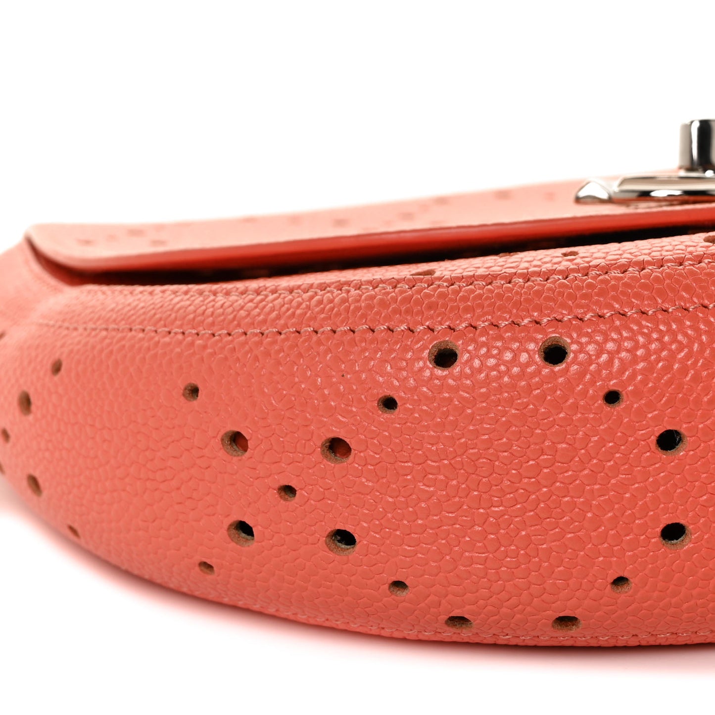Caviar Perforated Messenger Bag Coral