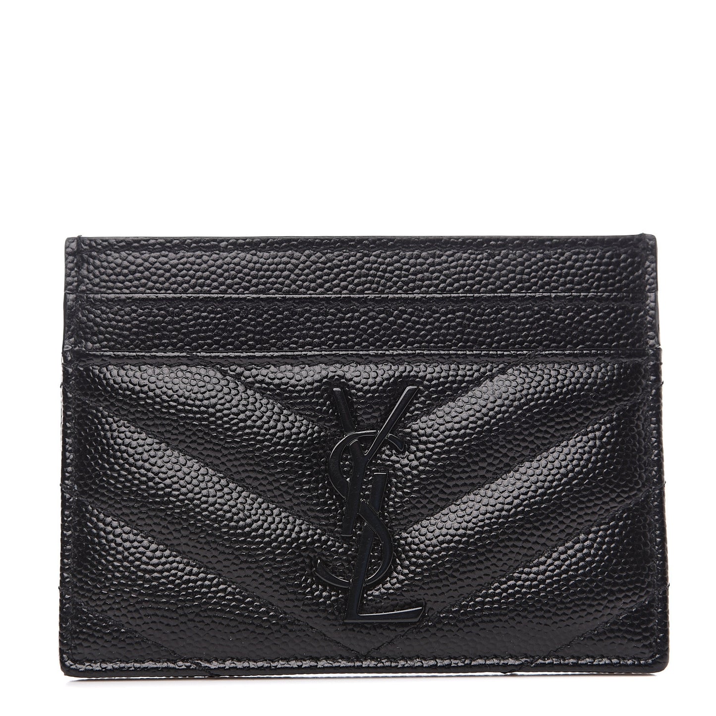 Grain De Poudre Matelasse Chevron Monogram Credit Card Case Black