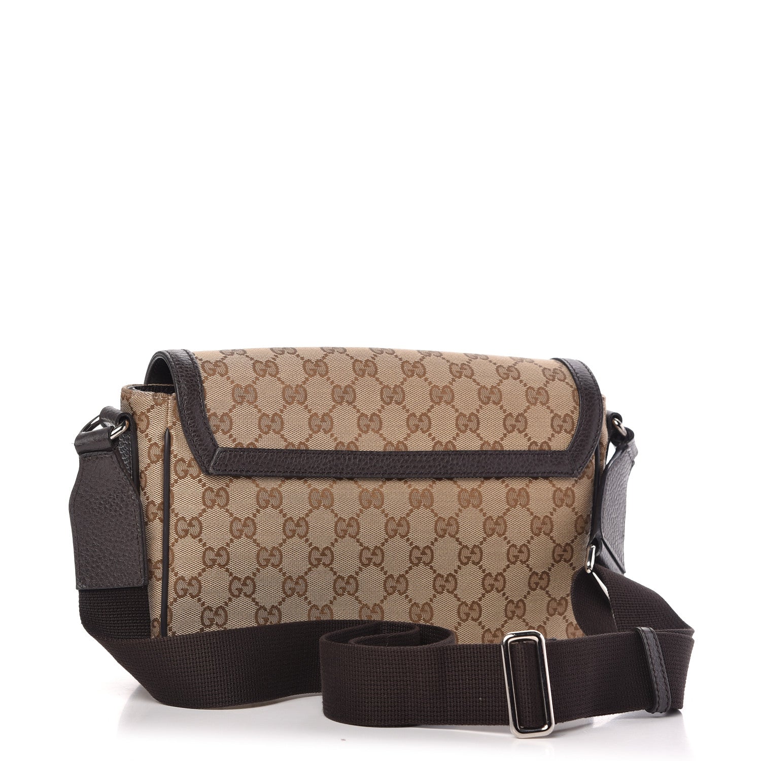 Gucci Monogram Flap Messenger Bag Beige Dark Brown 3 of 13