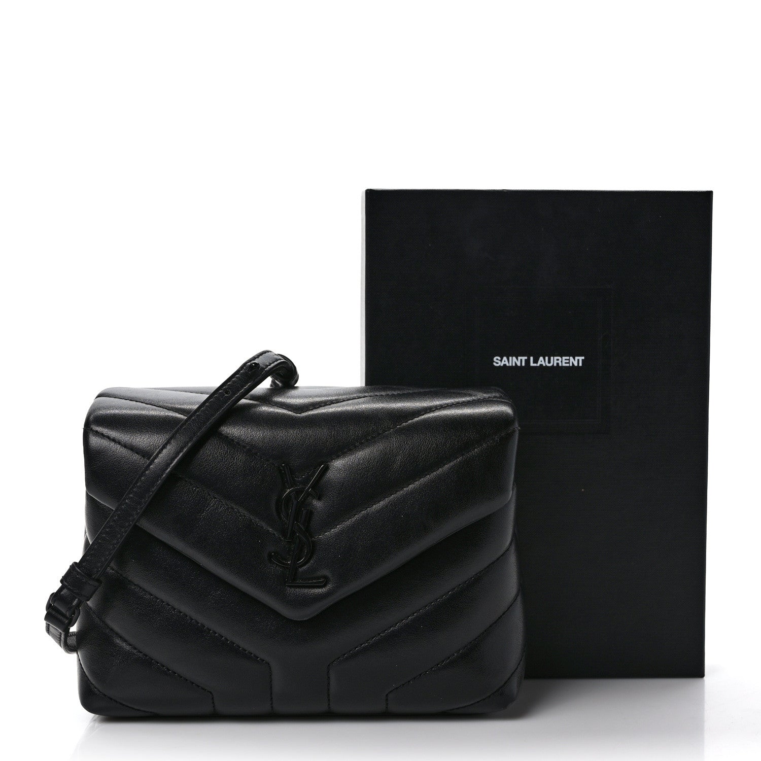 Saint Laurent Calfskin Y Quilted Monogram Monochrome Toy Loulou Crossbody Bag Black 10 of 10