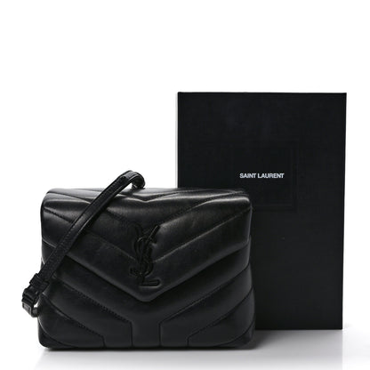 Saint Laurent Calfskin Y Quilted Monogram Monochrome Toy Loulou Crossbody Bag Black 10 of 10