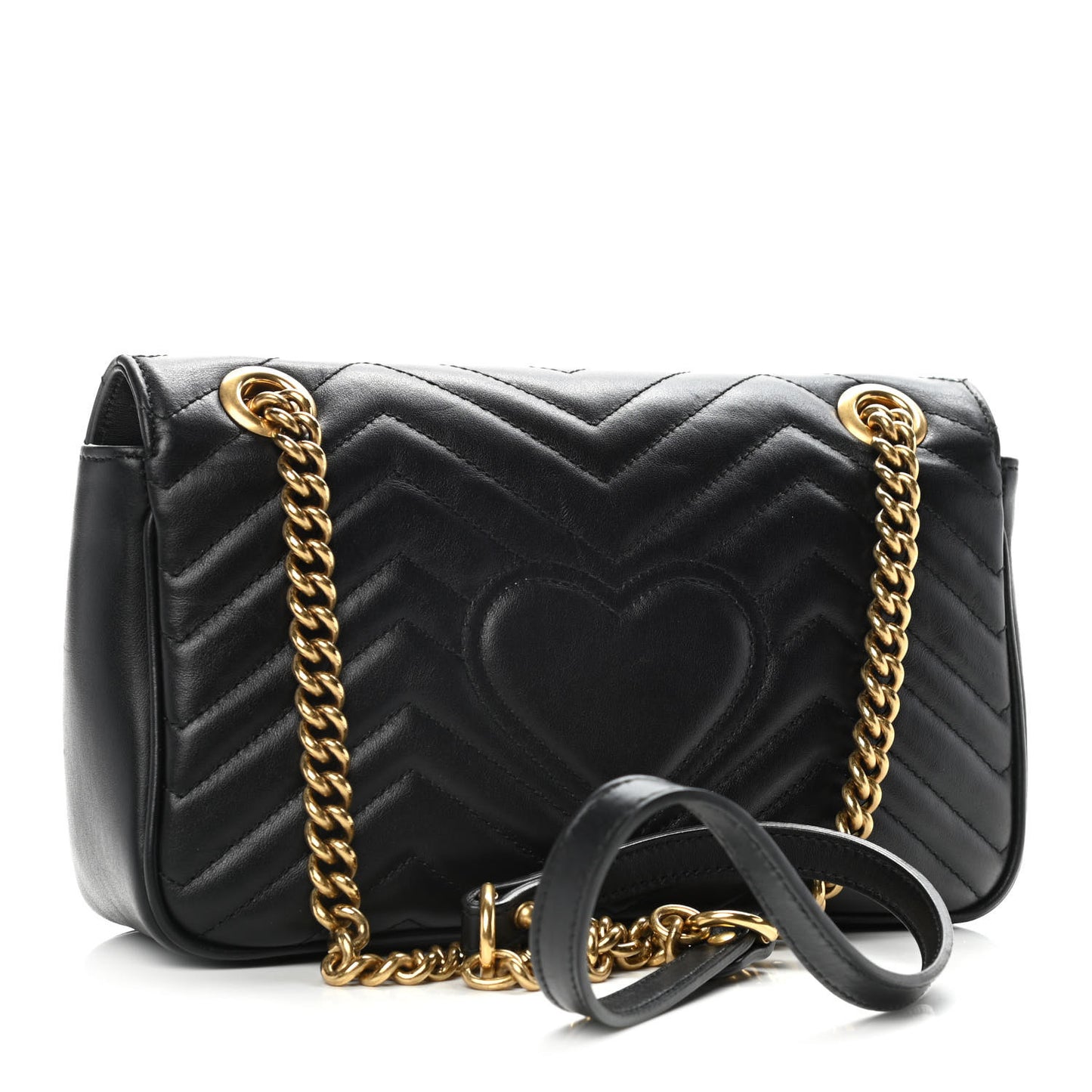 Calfskin Matelasse Small GG Marmont Shoulder Bag Black