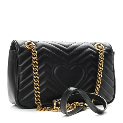 Gucci Calfskin Matelasse Small GG Marmont Shoulder Bag Black 3 of 11