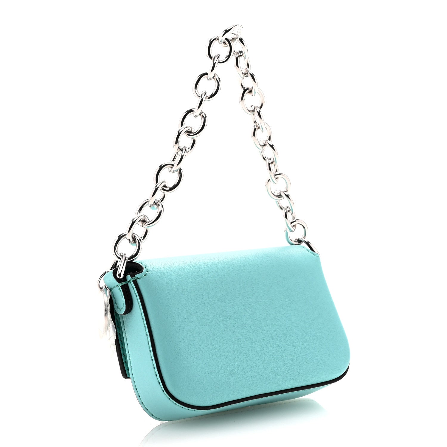 Fendi X TIFFANY Vitello Seta Sterling Silver Nano Maxi Buckle Baguette Tiffany Blue Silver 3 of 11
