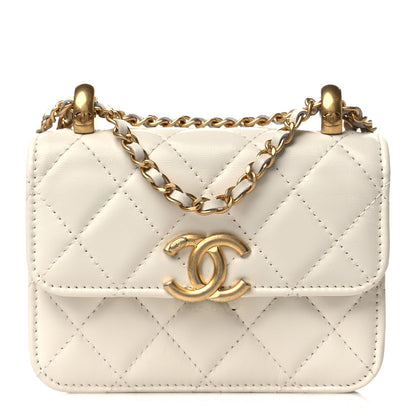 Chanel Calfskin Quilted Perfect Fit Coin Purse With Chain White 1 of 10