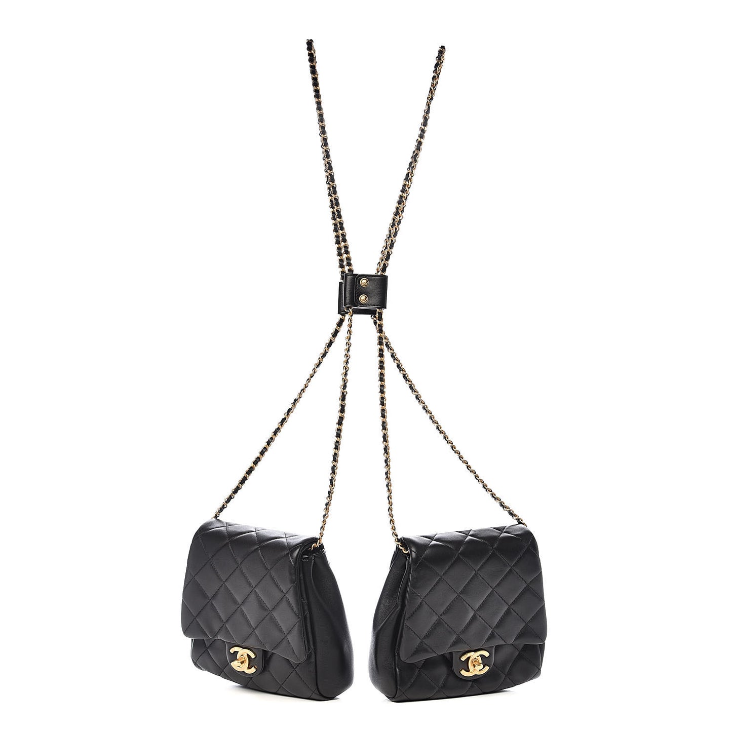 Lambskin Quilted Side-Packs Black
