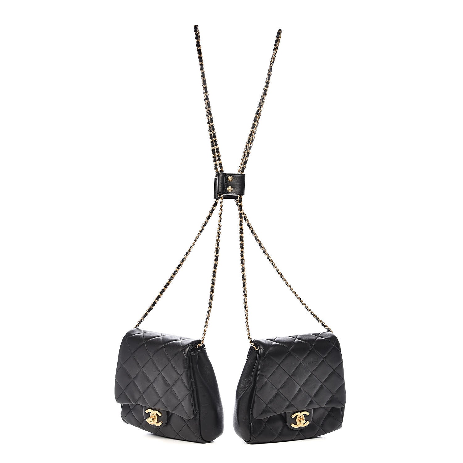 Chanel Lambskin Quilted Side-Packs Black 1 of 13