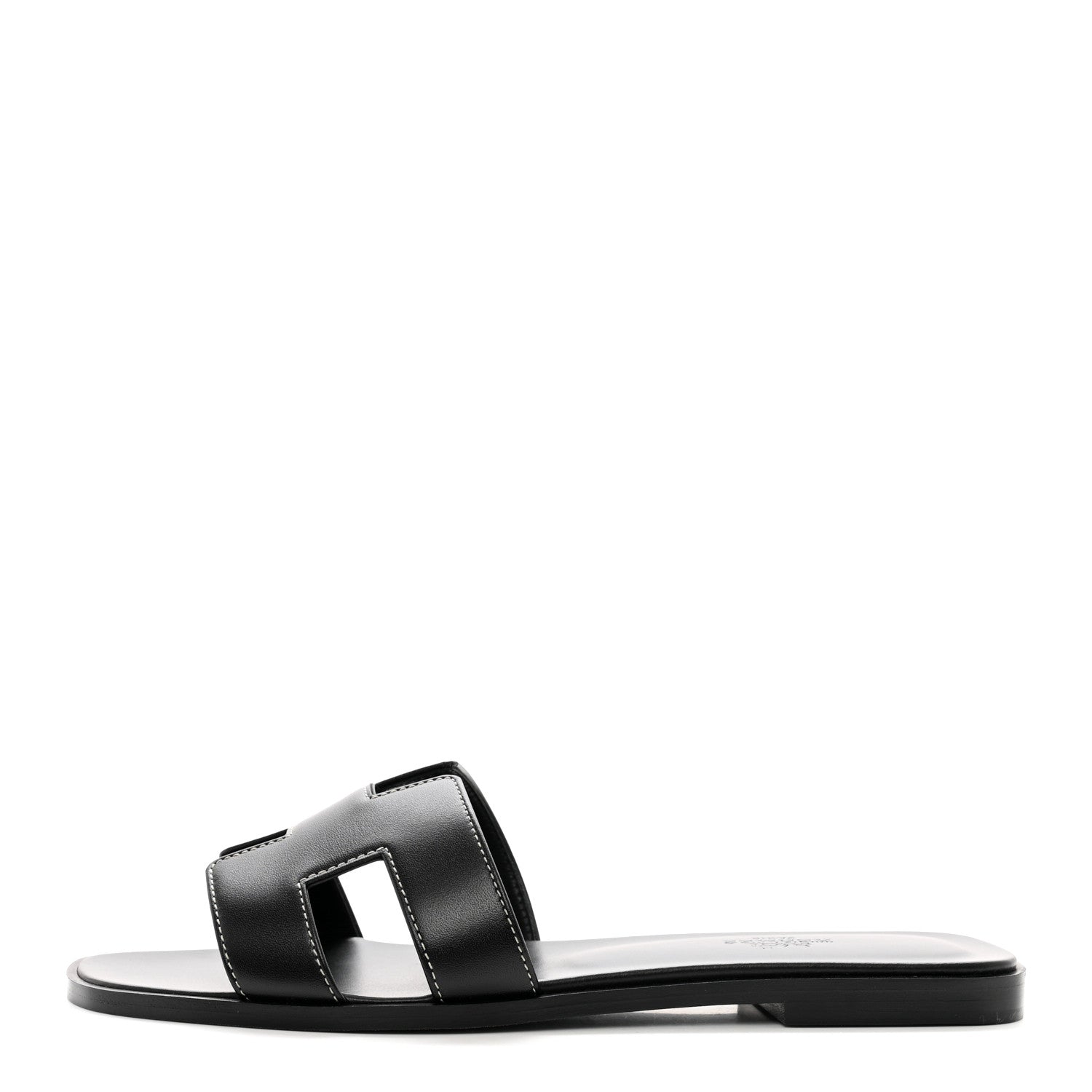 Hermes Box Calfskin Oran Sandals 39 Black 1 of 9