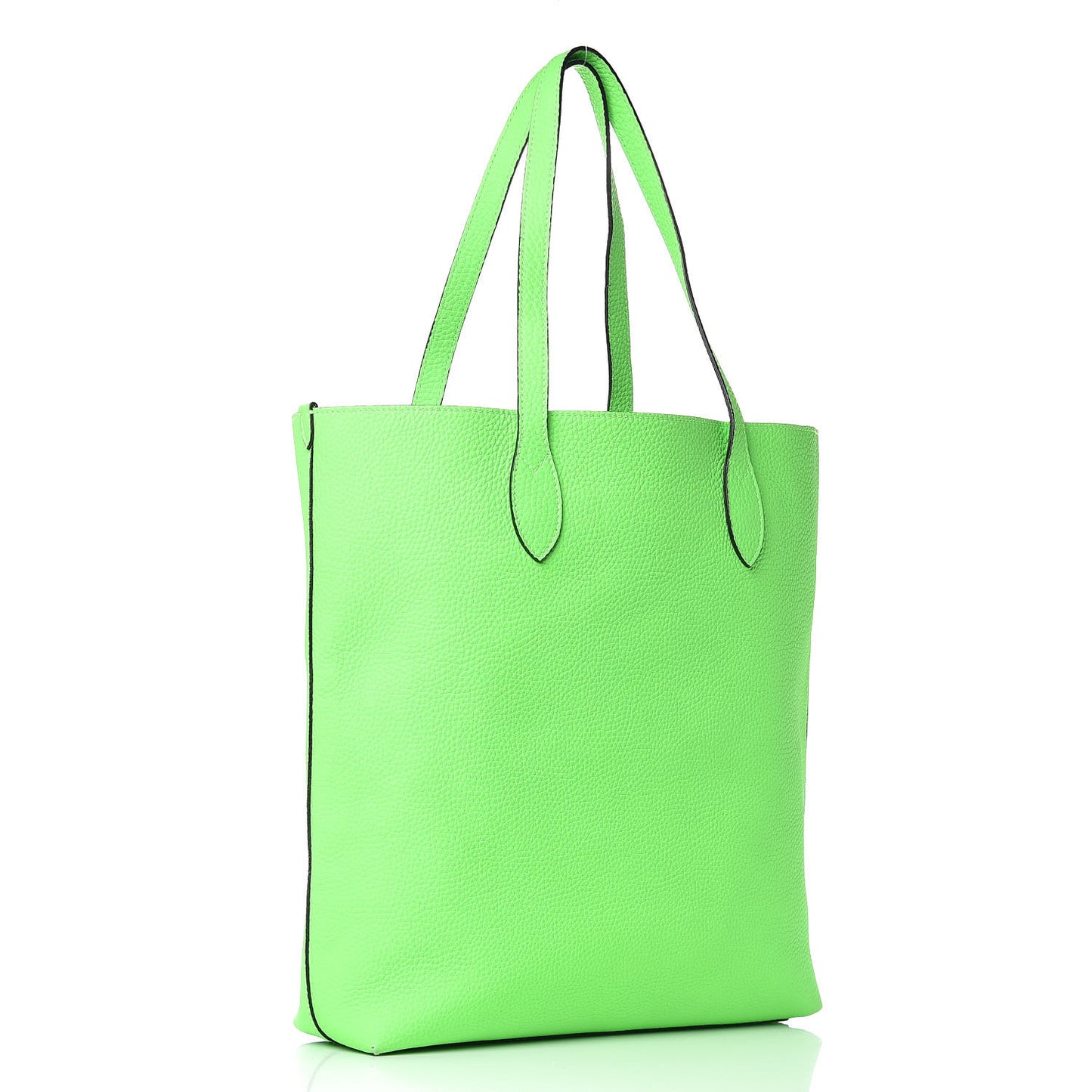 Grainy Calfskin Remington Tote Neon Green
