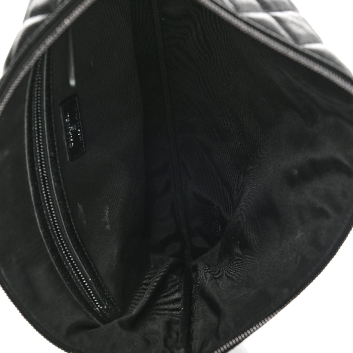 Iridescent Caviar Quilted Large Cosmetic Case Black