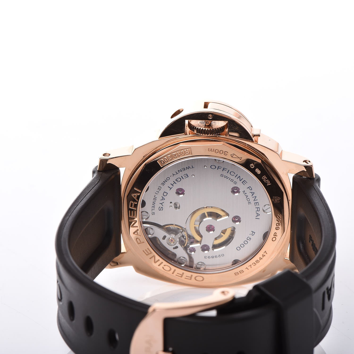 Panerai 18K Rose Gold Rubber 44mm Luminor Marina 8 Days ORO Rosso Manual Winding Watch Black PAM00511 6 of 8