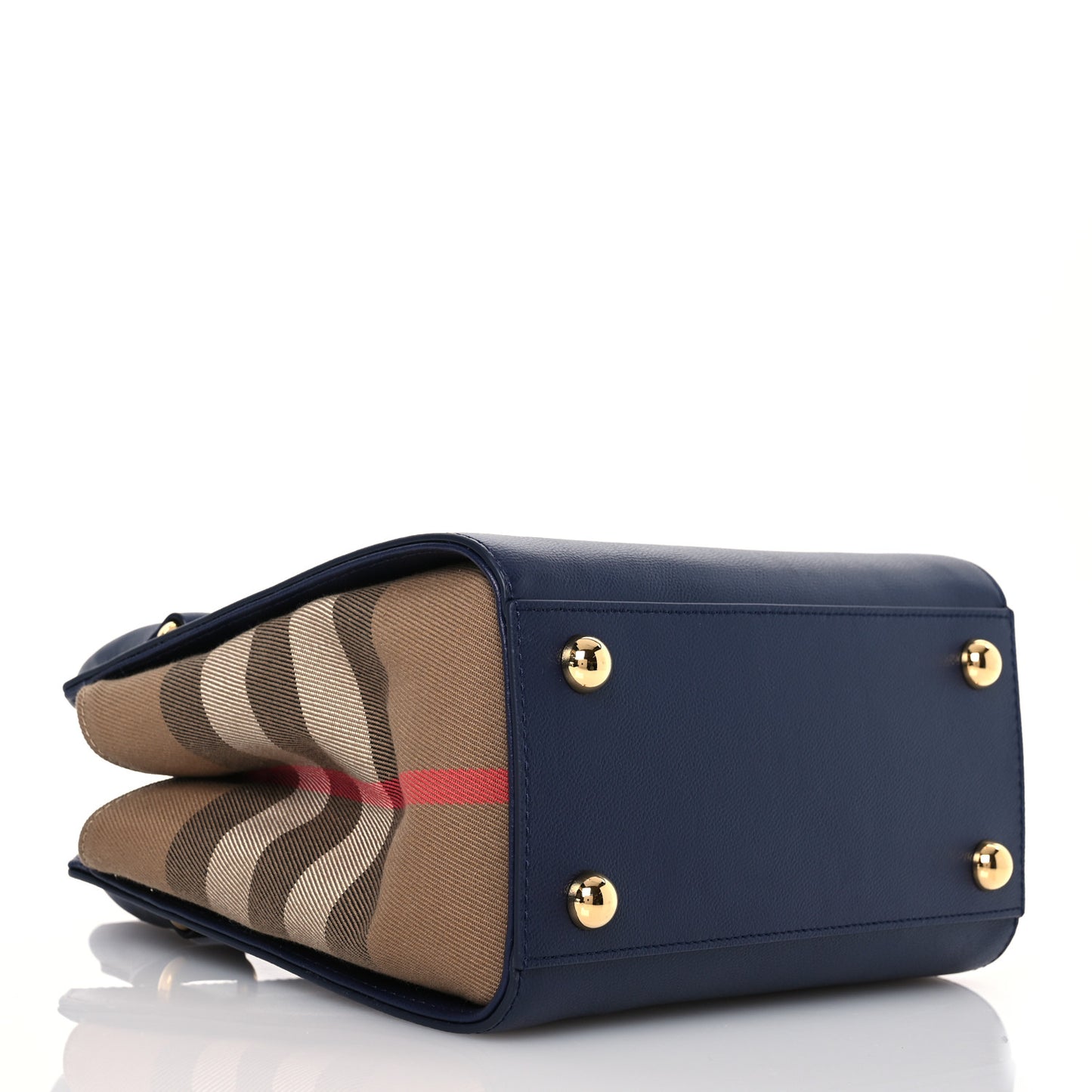 Calfskin Mega Check Mini Banwell Tote Dark Canvas Blue