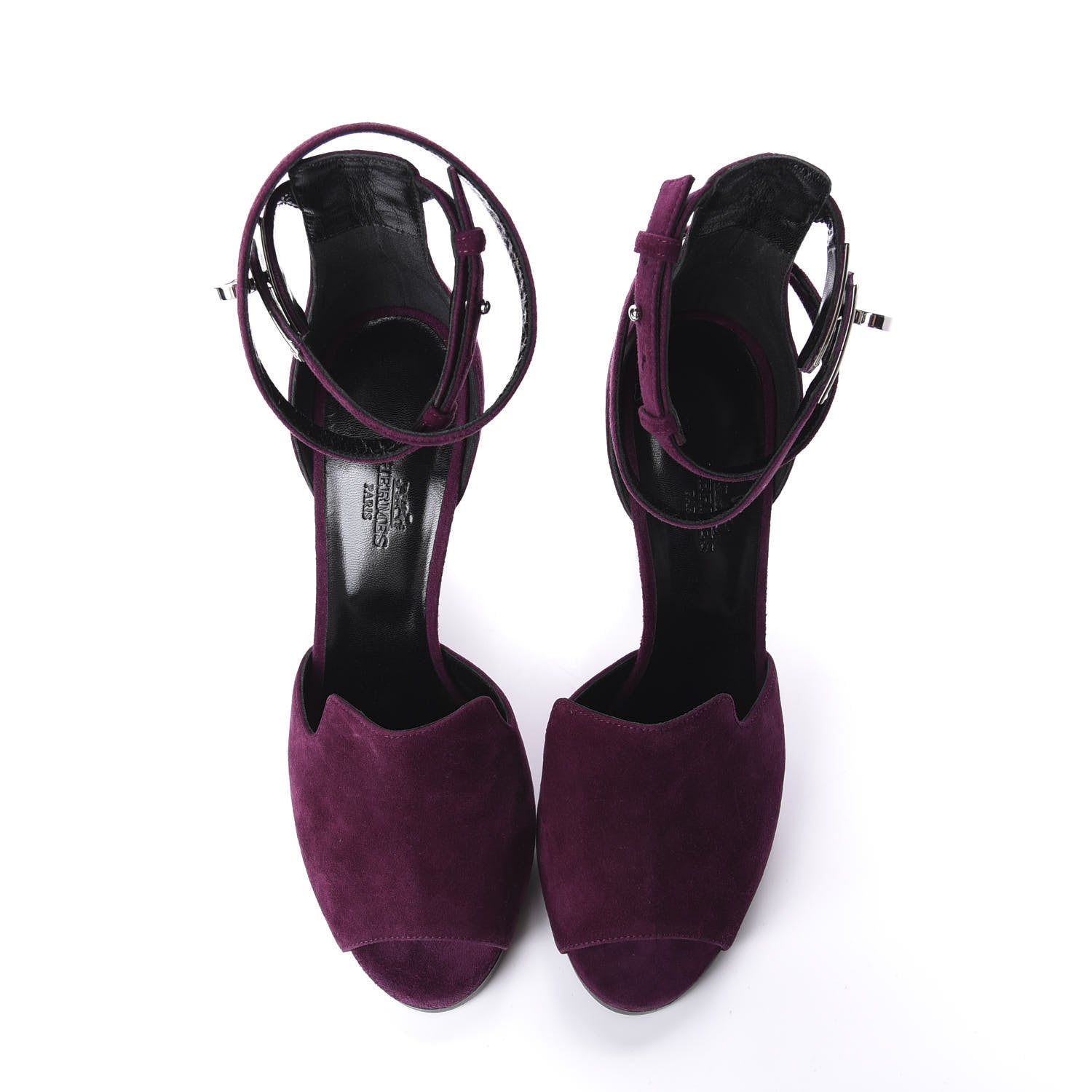 Hermes Suede Goatskin Nina Sandals 38 Lie De vin 5 of 10