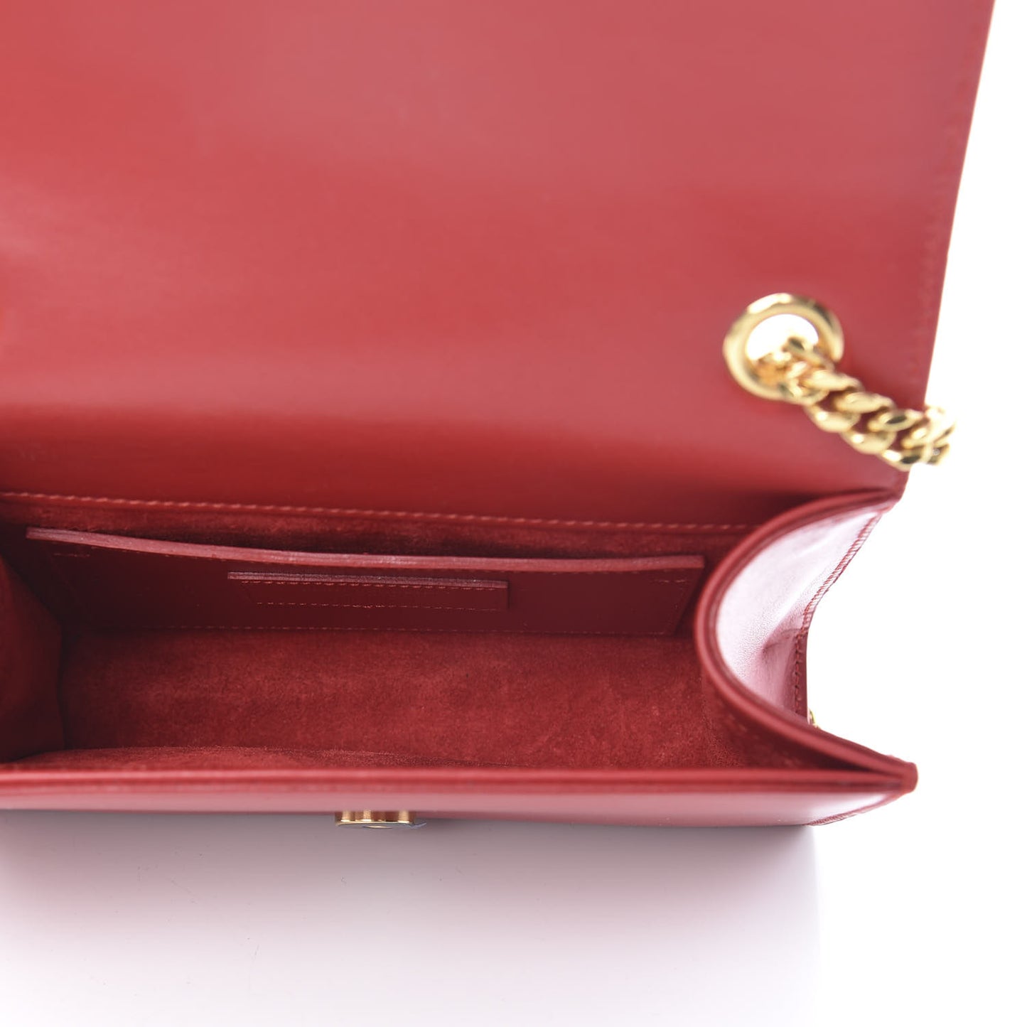 Calfskin Small Classic Monogram Kate Tassel Satchel Red