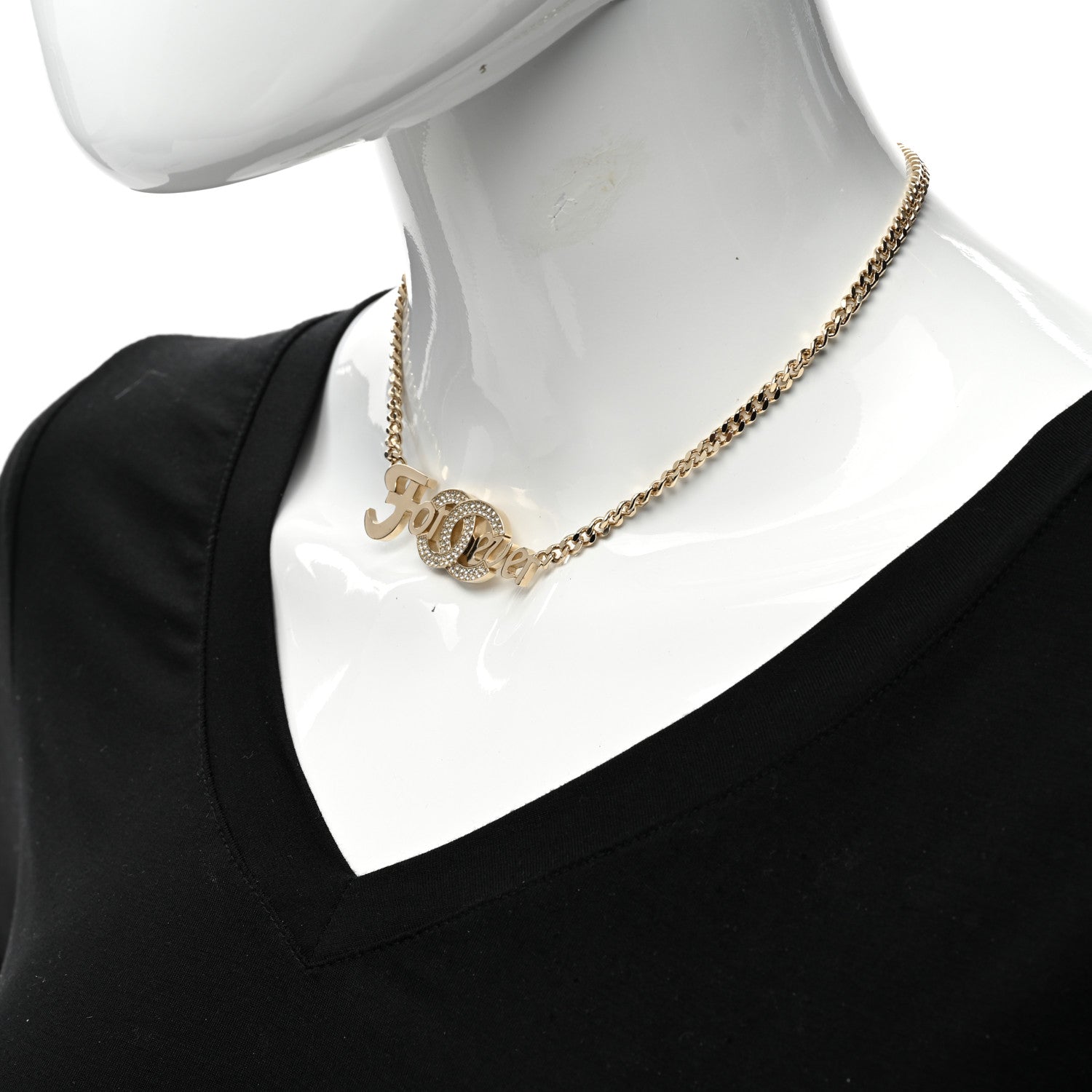 Chanel Crystal CC Forever Necklace Gold 2 of 6