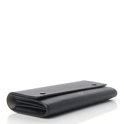 Celine Drummed Calfskin Large Multifunction Flap Wallet Navy 4 of 8