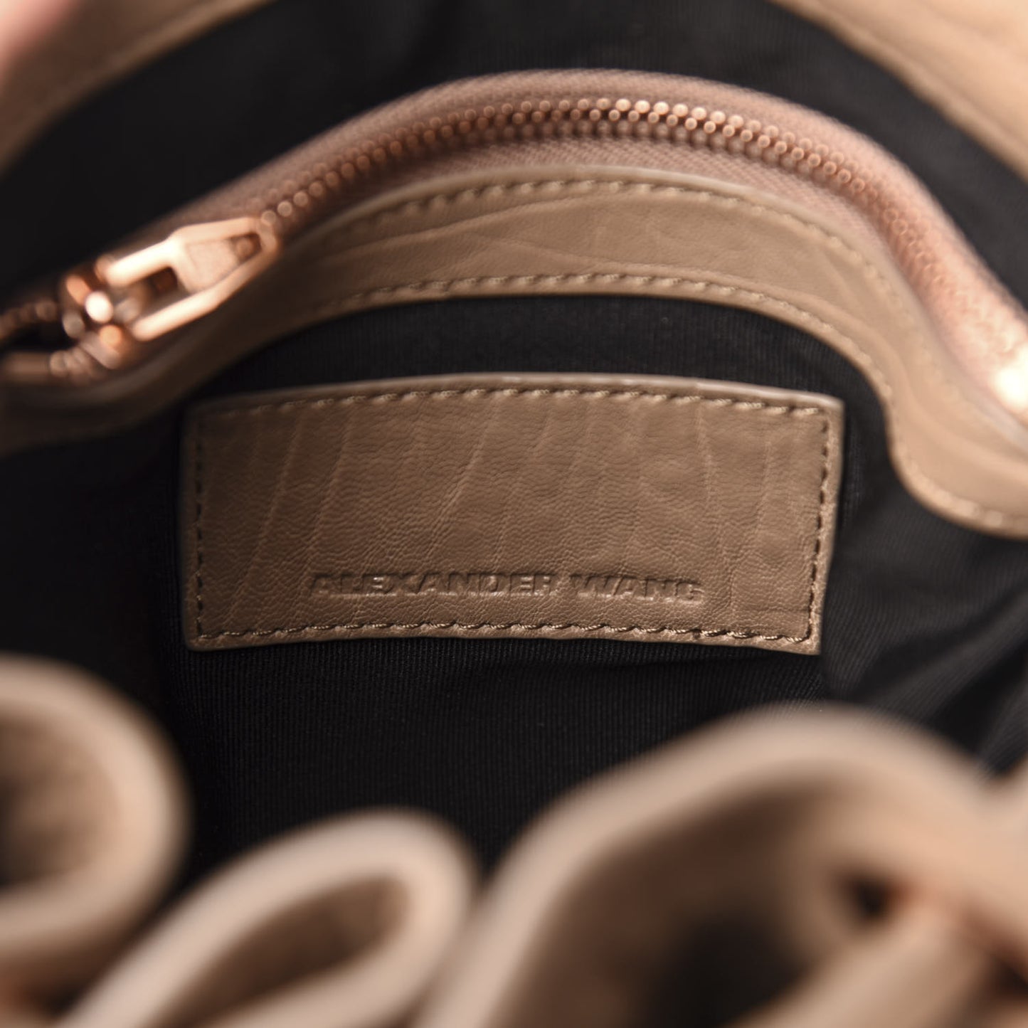 Pebbled Lambskin Diego Bucket Bag Latte