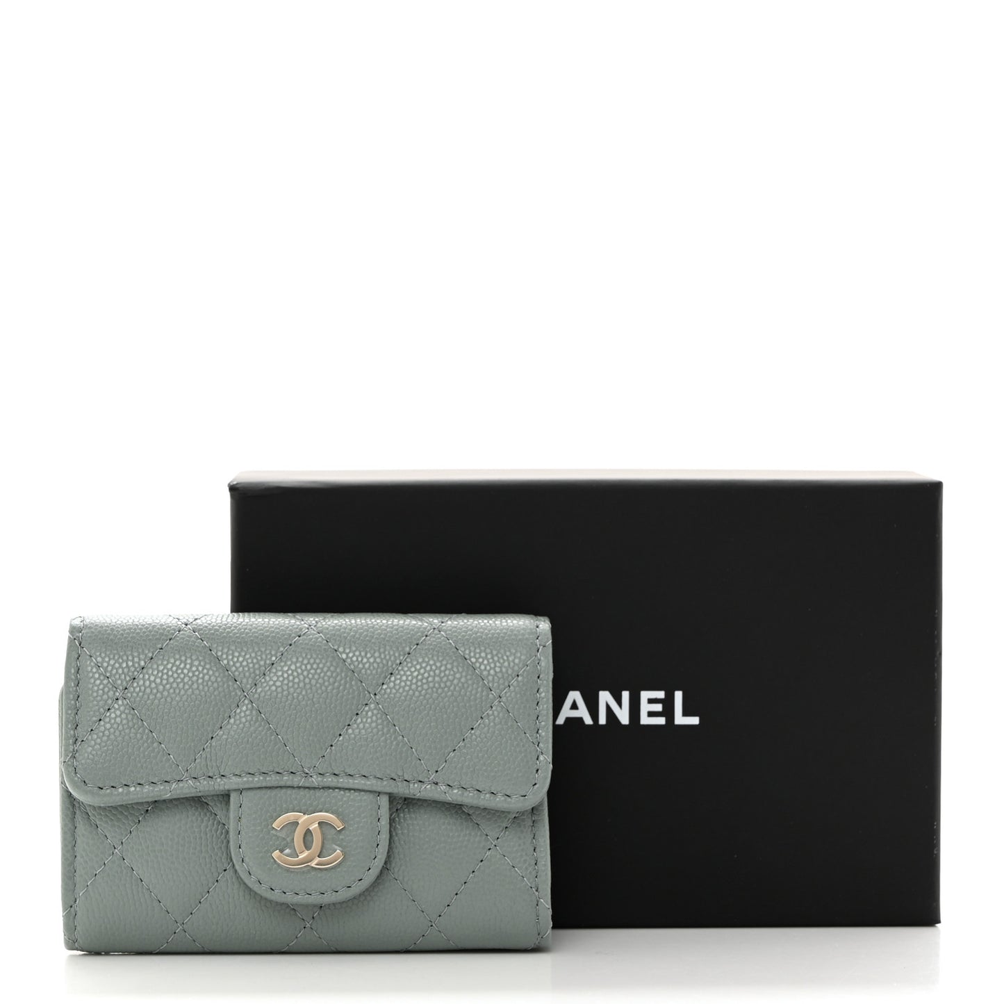 Caviar Quilted Classic 4 Key Holder Wallet Grey