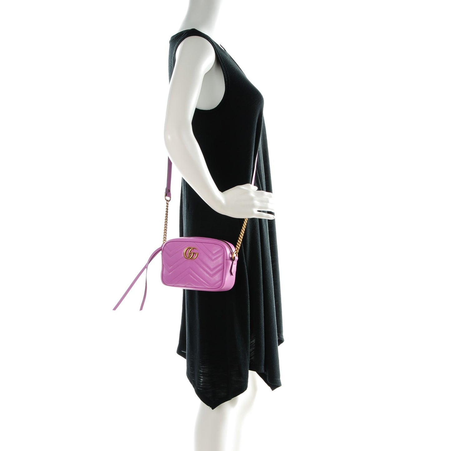 Calfskin Matelasse Mini GG Marmont Chain Shoulder Bag Candy Mousse