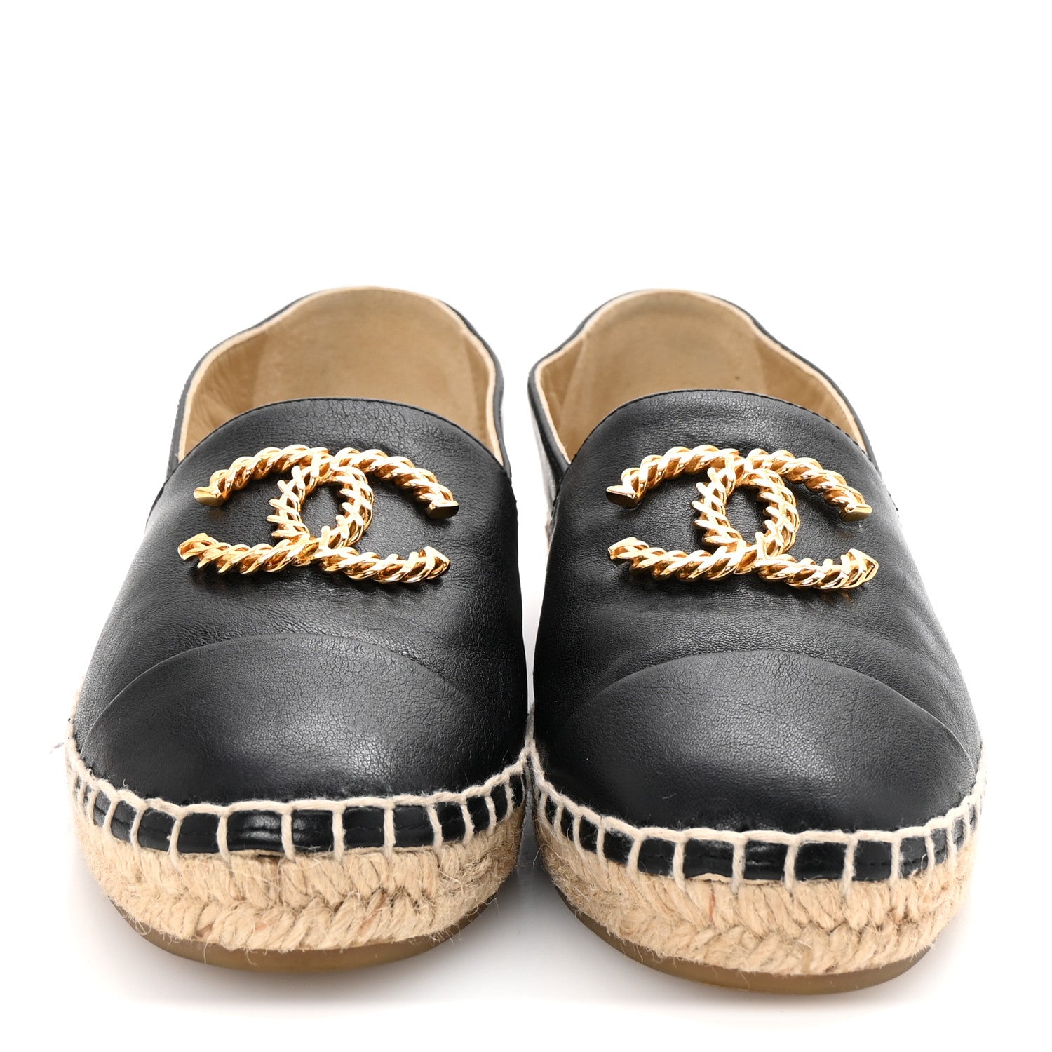 Chanel Calfskin Chain CC Espadrilles 35 Black 3 of 10