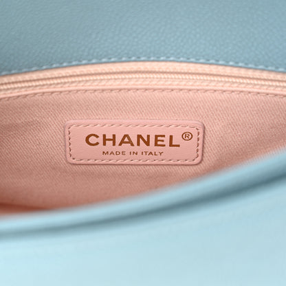 Chanel Grained Calfskin Quilted Small Cuba Top Handle Flap Blue 6 of 12