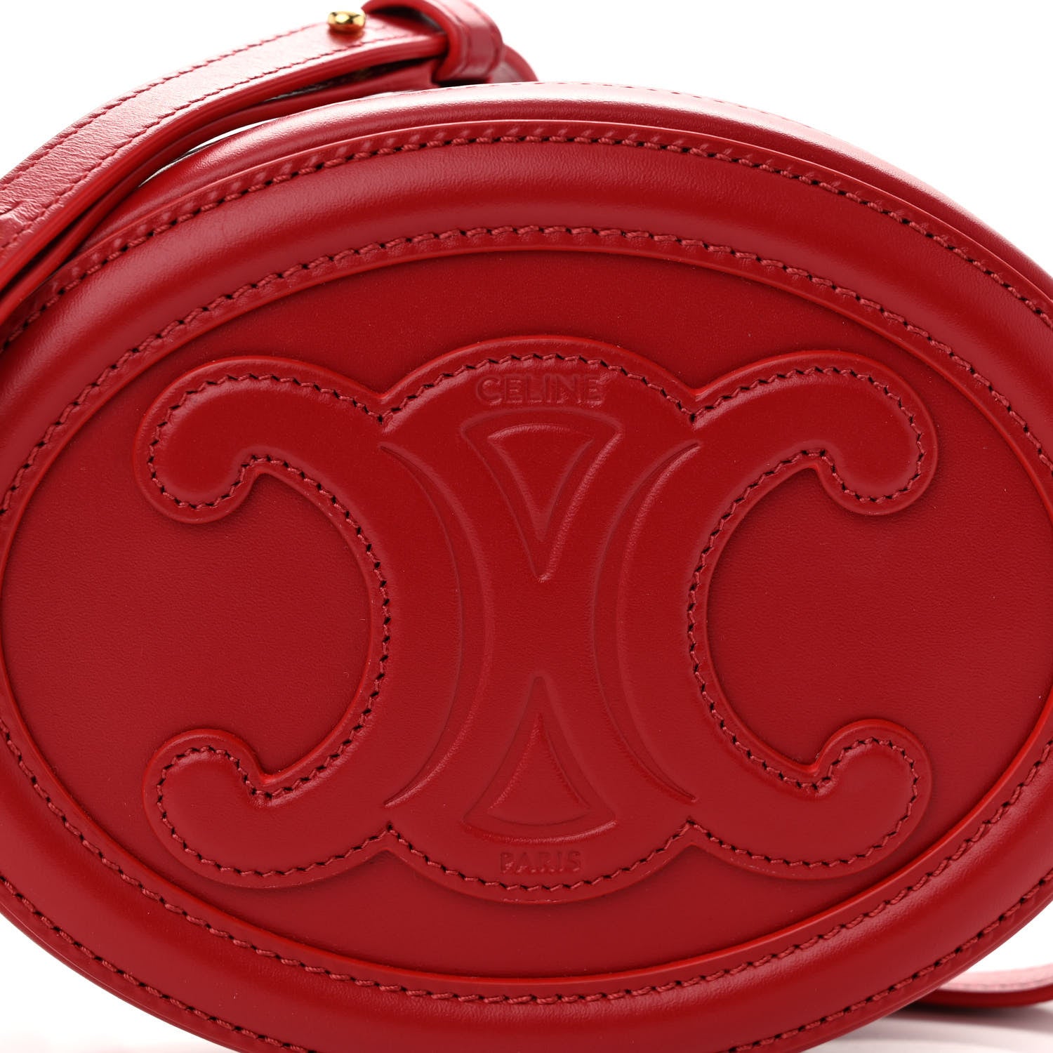Celine Smooth Calfskin Cuir Triomphe Oval Purse Crossbody Red 8 of 10