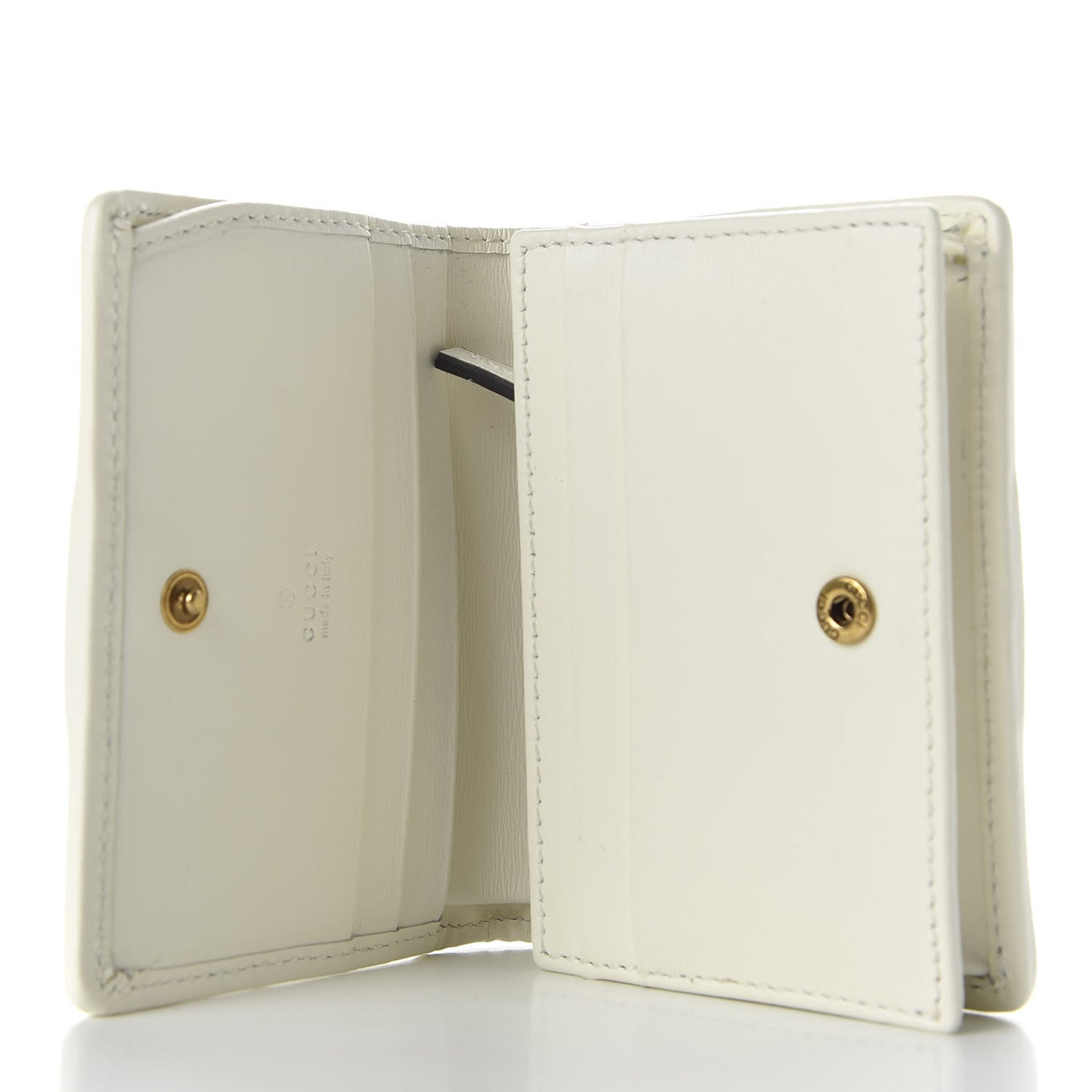 Calfskin Web Trapuntata GG Card Case Wallet Off White