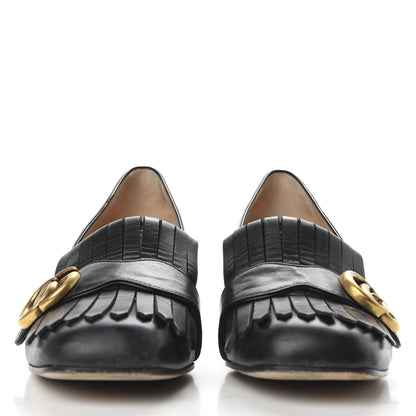 Gucci Malaga Kid GG Marmont Fringe 50mm Loafer Pumps 37 Black 2 of 10