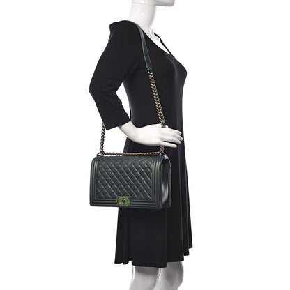 Chanel Iridescent Goatskin Quilted New Medium Boy Flap Green 2 of 9