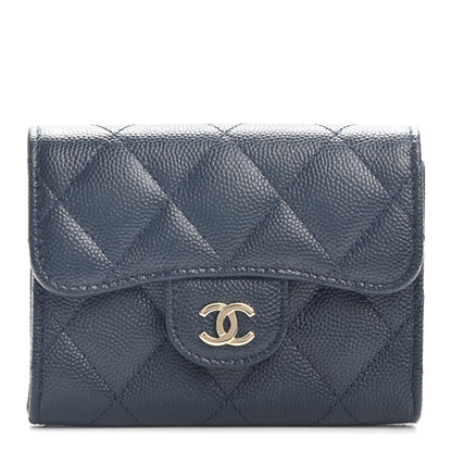Chanel Caviar Quilted Flap Card Holder Wallet Navy 1 of 4