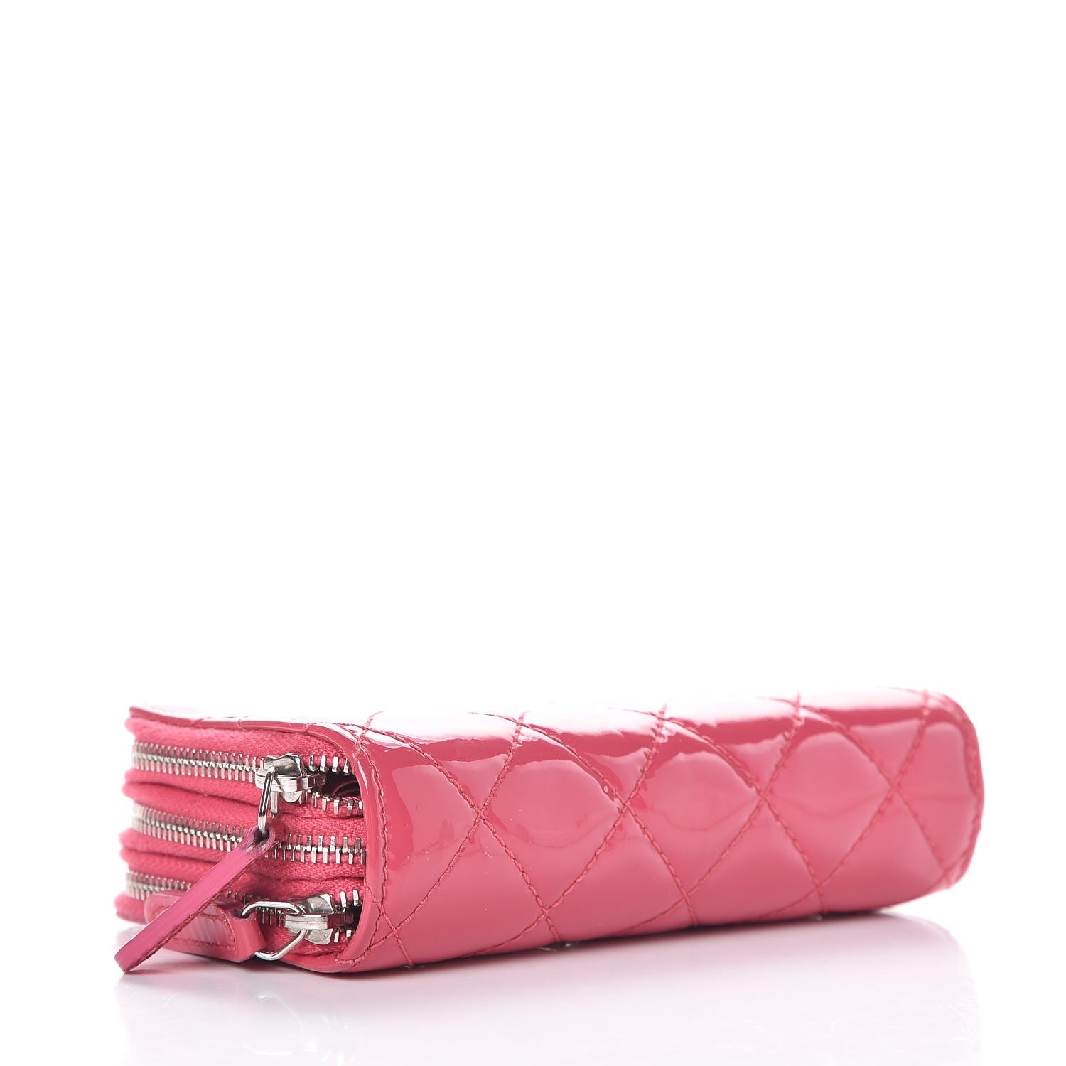 Chanel Patent Calfskin Quilted Zip Around Phone Holder Fuchsia 4 of 10