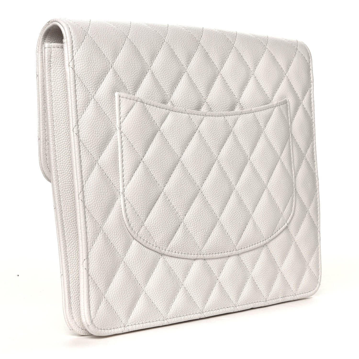 Chanel Caviar Quilted Square Flap Clutch White 3 of 8