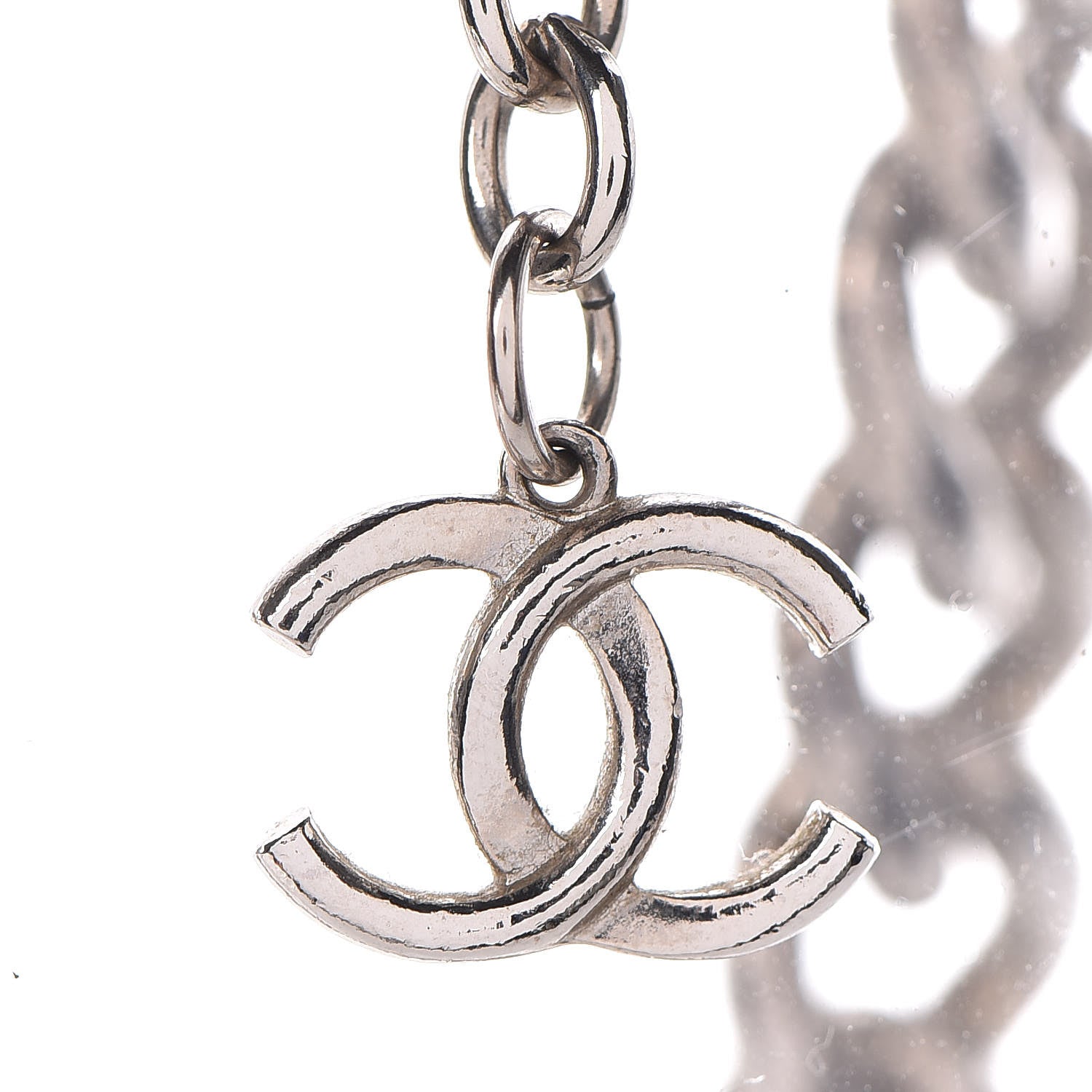 Chanel Resin CC Oversized Padlock Chain Necklace Silver Pearly White 6 of 7