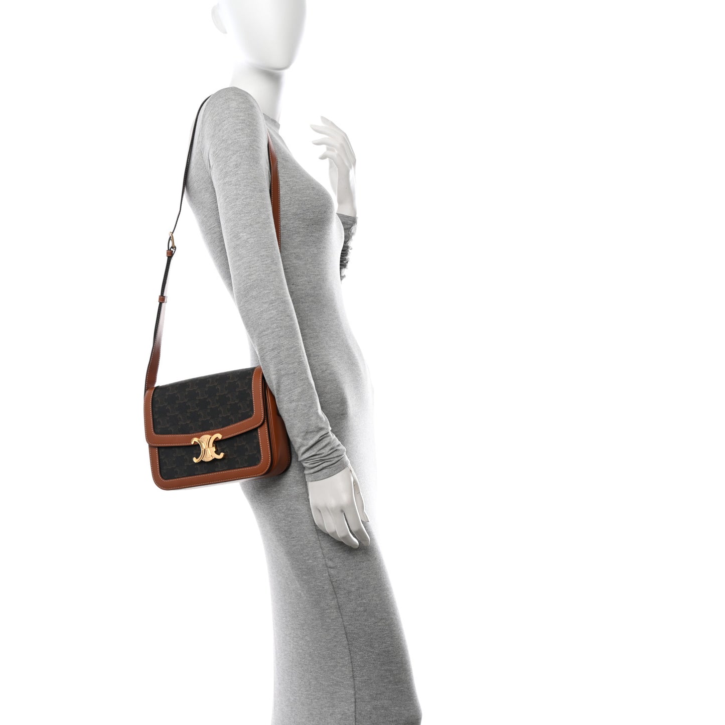 Triomphe Canvas Calfskin Medium Triomphe Bag Tan