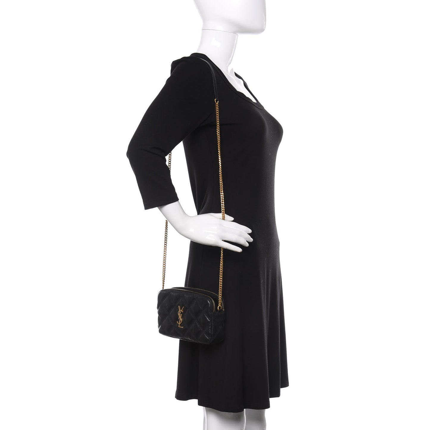 Grained Lambskin Quilted Mini Becky Double Zip Bag Black