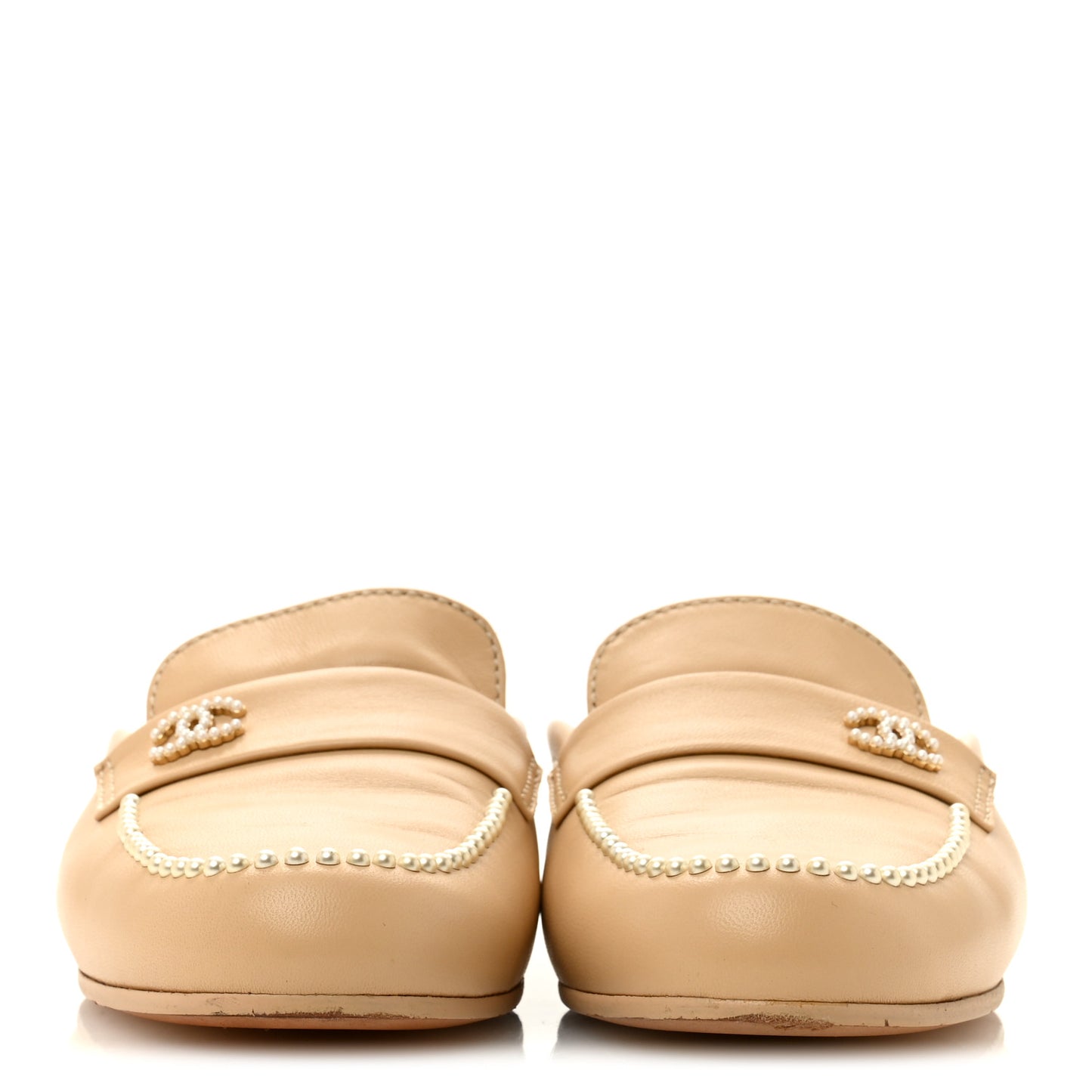 Lambskin Pearl CC Mules 38 Beige