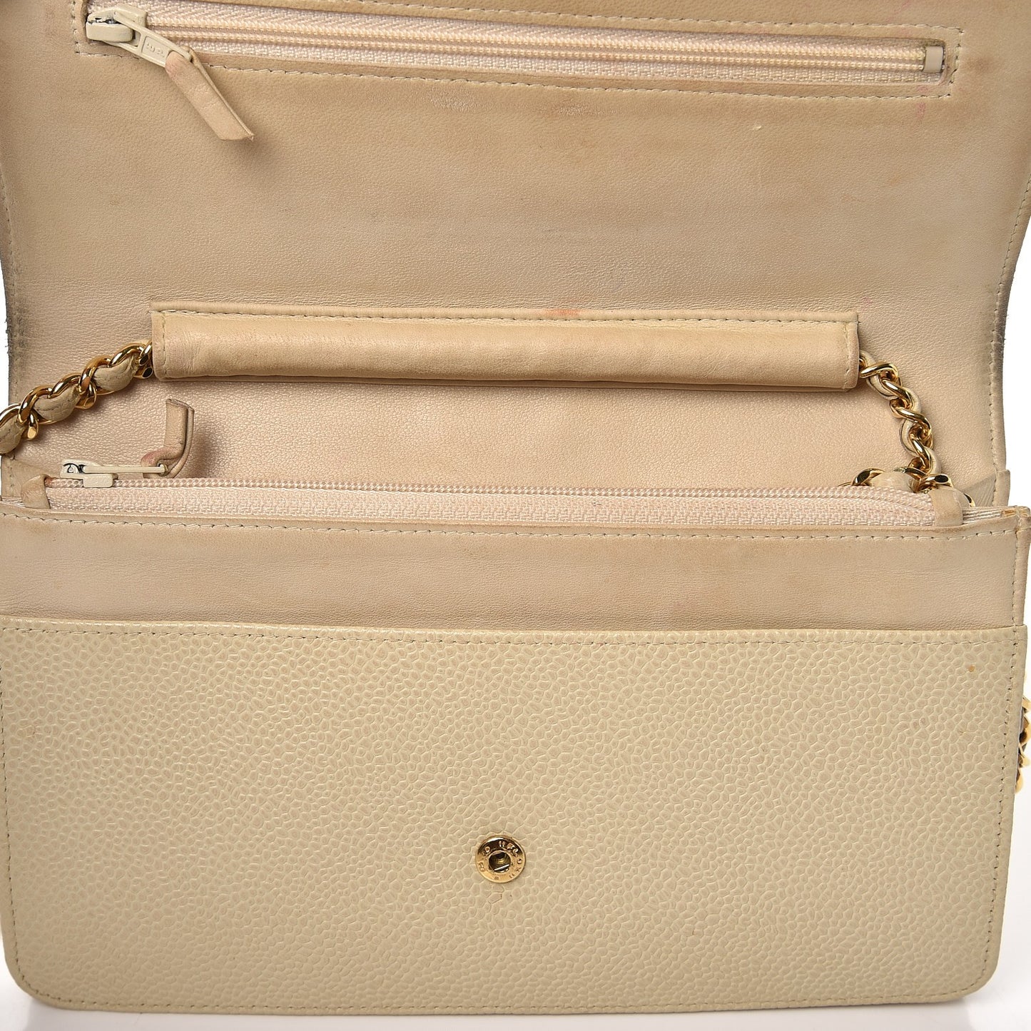 Caviar Timeless CC Wallet on Chain WOC Beige Clair