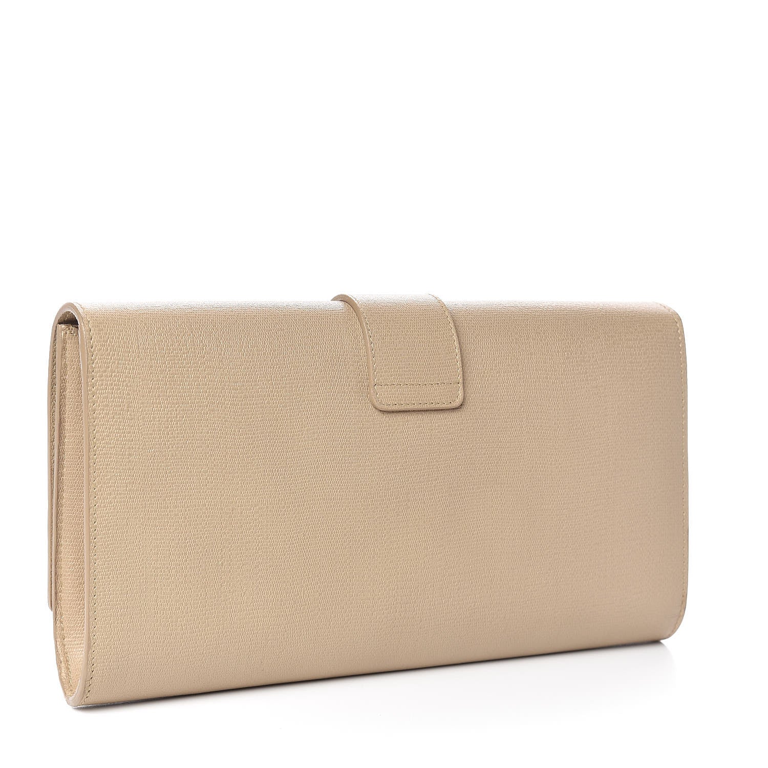 Saint Laurent Textured Calfskin Classic Tortoise Y Ligne Clutch Dark Beige 3 of 8