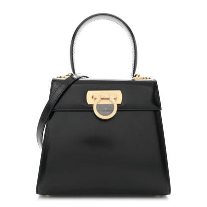 Salvatore Ferragamo Brushed Off Calfskin Medium Iconic Top Handle Black 1 of 12
