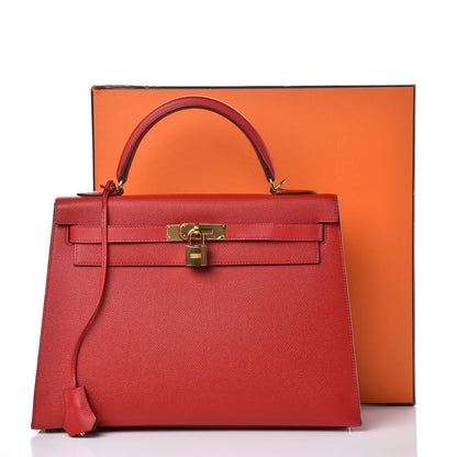 Hermes Epsom Kelly Sellier 32 Rouge Casaque 37 of 37