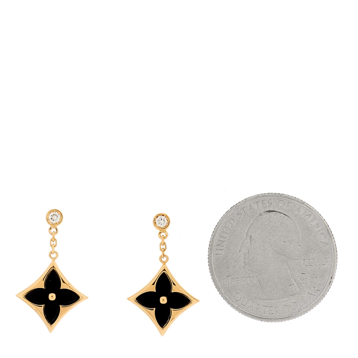 18K Yellow Gold Diamond Onyx Color Blossom BB Star Earrings