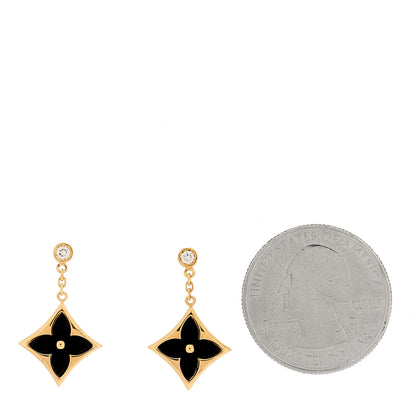 Louis Vuitton 18K Yellow Gold Diamond Onyx Color Blossom BB Star Earrings 2 of 5